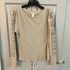 Sundance Catalog Waffle Tee w/ Lace